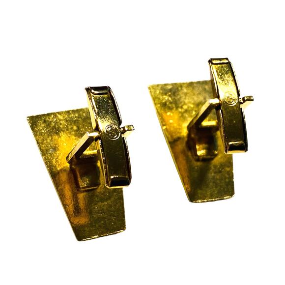 Vintage Mid Century Cufflinks gold & black domed polished stones hallmarked S - Picture 2 of 7